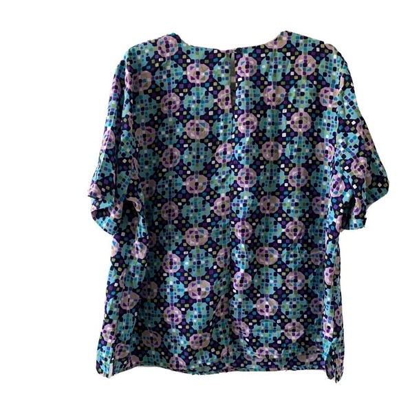 Maggie Barnes Womens Plus Size 1X Multicolor Geometric Print Blouse Top - Picture 3 of 5